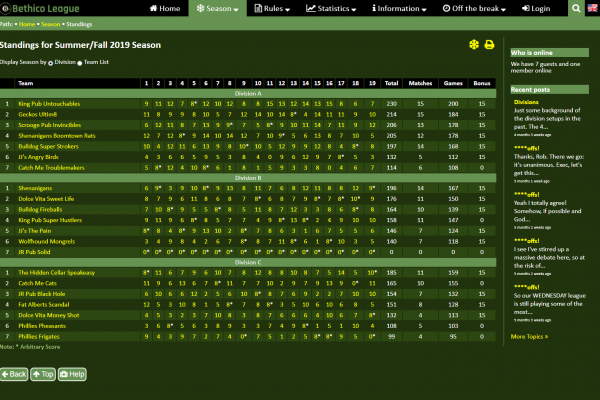 Standings (dark green)